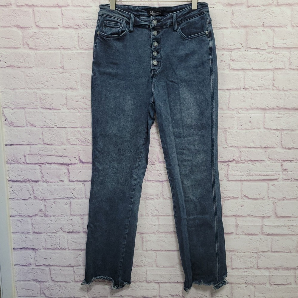 Judy Blue High Rise Button Fly Denim Jeans 13 Frayed Raw Hem Grunge Streetwear